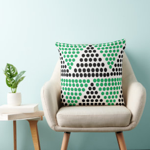 Zwart Groen Driehoek Polka Dot Patroon Kussen