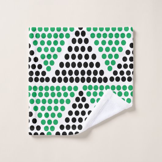 Zwart groen driehoekcirkel geometrisch patroon bad handdoek (Wasdoekje)