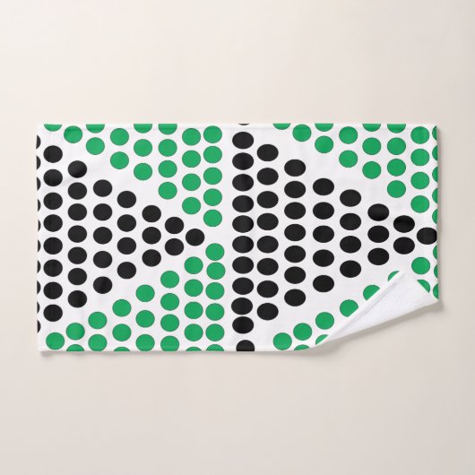 Zwart groen driehoekcirkel geometrisch patroon bad handdoek (Handdoek)