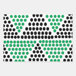 Zwart groen driehoekcirkel geometrisch patroon inpakpapier vel