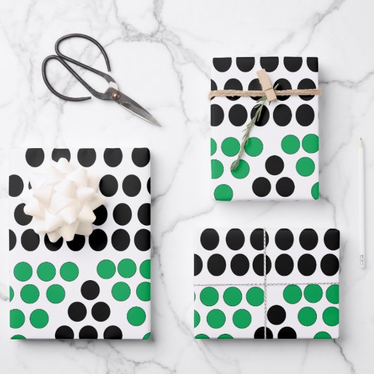 Zwart groen driehoekcirkel geometrisch patroon inpakpapier vel (Voorkant)