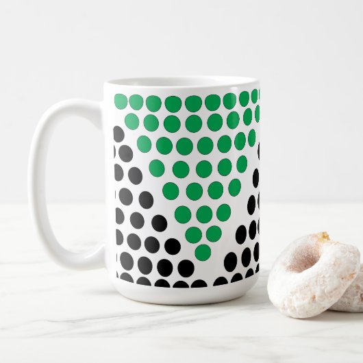 Zwart groen driehoekcirkel geometrisch patroon koffiemok (Met donut)