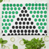 Zwart groen driehoekcirkel geometrisch patroon theedoek (Gevouwen)