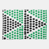 Zwart groen driehoekcirkel geometrisch patroon theedoek (Horizontaal)