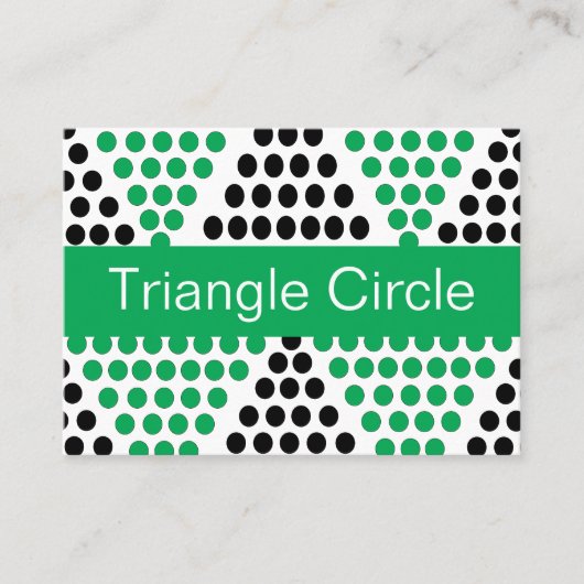 Zwart groen driehoekcirkel geometrisch patroon visitekaartje (Voorkant)