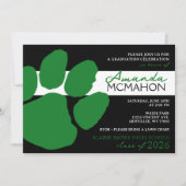 Zwart & Groen Elegant Pawprint (foto achterkant) Kaart (Voorkant)