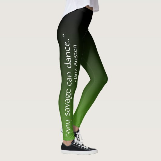 Zwart & Groen "Elke wilde kan dansen" Jane Austen Leggings (Rechts)