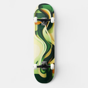 Zwart, groen en geel krommende vormen Skateboard