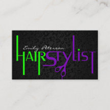 Zwart groen en Paarse haarstyliste tekst