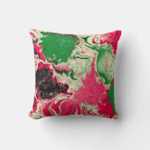 Zwart, groen en rood abstracte marmer stijl. kussen (Voorkant)