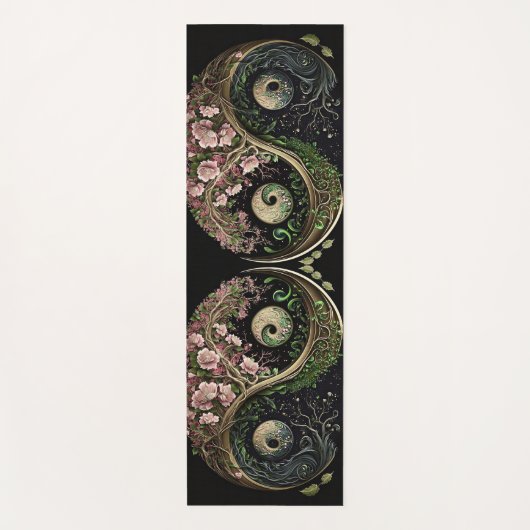 Zwart - Groen en Roze Yin en Yang Meditation Yogamat (Voorkant)