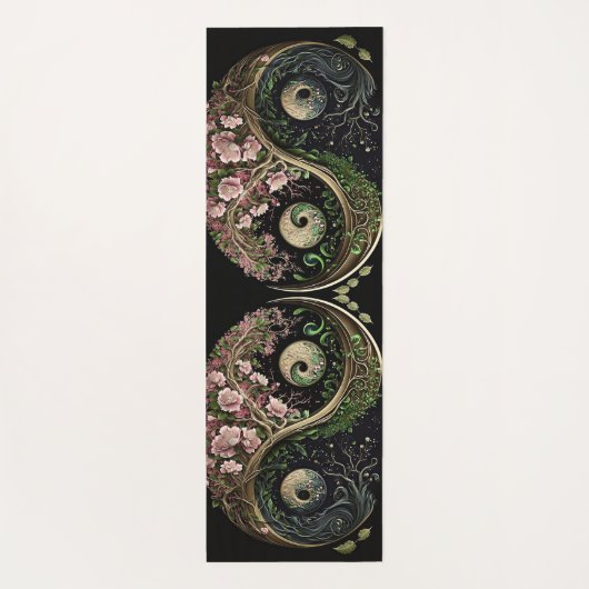 Zwart - Groen en Roze Yin en Yang Meditation Yogamat (Achterkant)