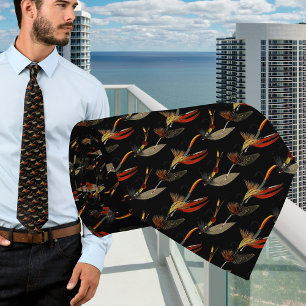 Zwart Groen en Tan Fly Vissen  Waterverf Stropdas