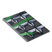 Zwart, groen en zwart gecontroleerd behang notitieboek (Rechterzijde)