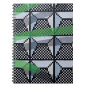 Zwart, groen en zwart gecontroleerd behang notitieboek (Voorkant)