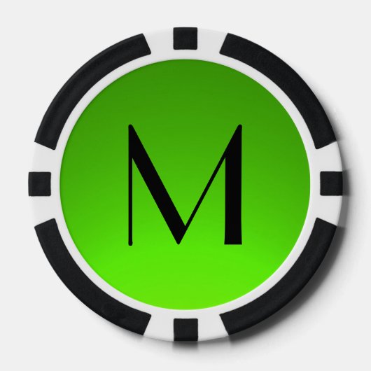 Zwart groen fade aangepaste monogram poker chips (Voorkant)