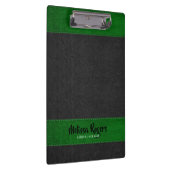 Zwart & Groen Faux Lederen Steken Effect Klembord (Rechts)