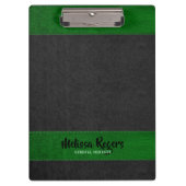 Zwart & Groen Faux Lederen Steken Effect Klembord (Voorkant)