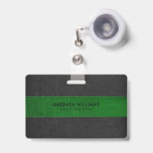 Zwart & Groen Faux leer Badge (Voorkant met intrekbare clip)