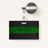 Zwart & Groen Faux leer Badge (Achterkant met intrekbare)