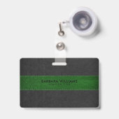 Zwart & Groen Faux leer Badge (Voorkant met intrekbare clip)