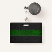 Zwart & Groen Faux leer Badge (Voorkant met intrekbare)