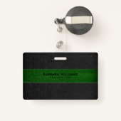 Zwart & Groen Faux leer Badge (Achterkant met intrekbare)