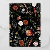 Zwart groen floranje botanisch elegant script folie feestdagenkaart (Achterkant)