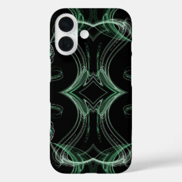 Zwart & Groen Fractal telefoonhoesje iPhone 16 Hoesje