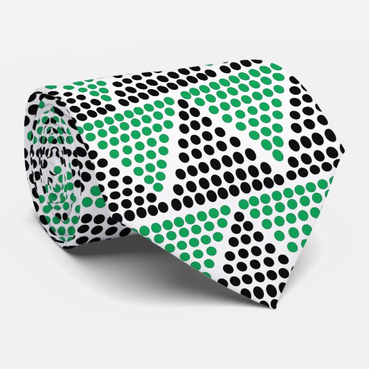 Zwart Groen geometrisch patroon Stropdas (Opgerold)