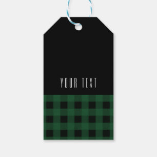 Zwart & Groen Geruit Buffalo Checker Patroon Moder Cadeaulabel