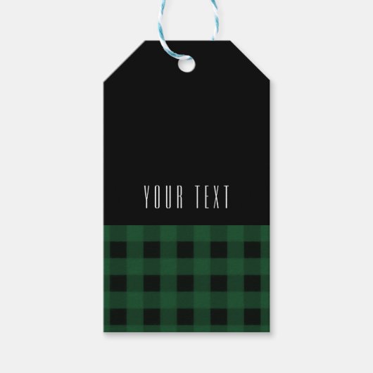 Zwart & Groen Geruit Buffalo Checker Patroon Moder Cadeaulabel (Voorkant)