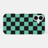 Zwart Groen Geruit Checkerboard Anime Style iPhone 16 Hoesje (Achterkant horizontaal)