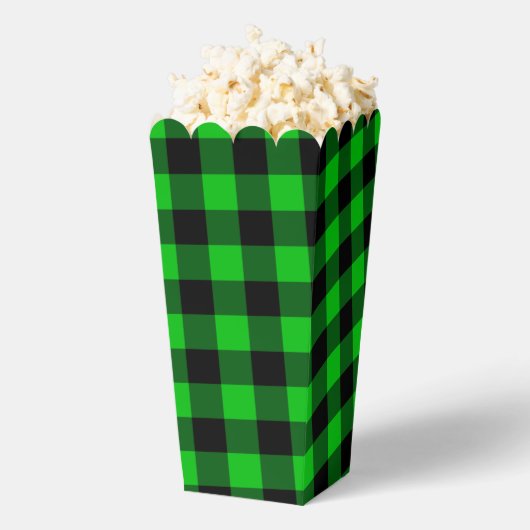 Zwart Groen geruite Check Popcorn Box Bedankdoosjes (Popped)