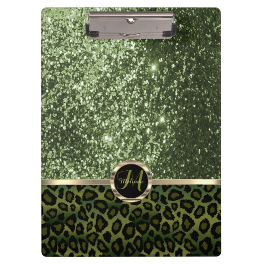 zwart-groen Glitter Design Cliboard Klembord (Voorkant)