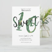 Zwart Groen Goud Modern Sweet 16 Verjaardagsfeest Kaart (Staand voorkant)