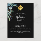 Zwart groen gouden pet 2025 afstudeerfeest uitnodiging briefkaart (Voorkant)