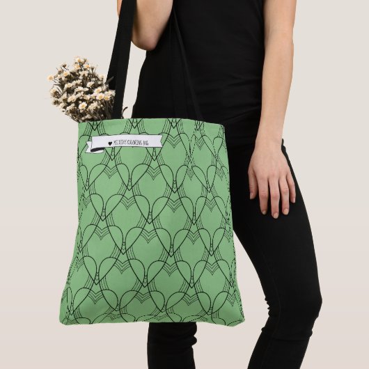 Zwart-groen hartritmepatroonkleurig Go-Bag-Tas Tote Bag (Dichtbij)