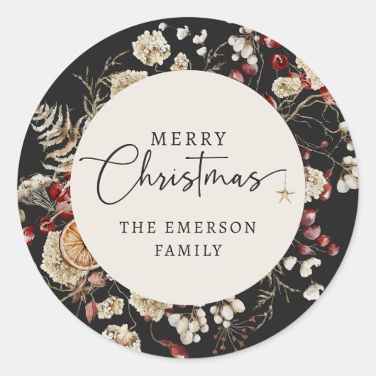 Zwart groen Kerst sticker (Voorkant)