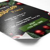 Zwart Groen Kerstmis Party Uitnodiging bewerkbaar Foto Afdruk (Hoek)