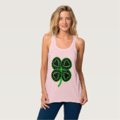 Zwart Groen Klaver Hart St Patrick Vrouwen Tanktop (Volledige Voorkant)
