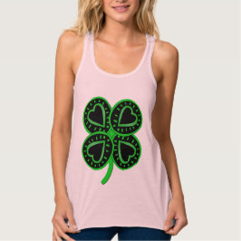 Zwart Groen Klaver Hart St Patrick Vrouwen Tanktop