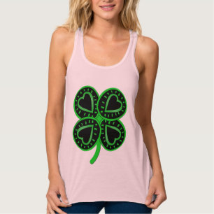 Zwart Groen Klaver Hart St Patrick Vrouwen Tanktop