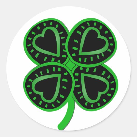 Zwart Groen Klaver Hart St Patty's Day Sticker (Voorkant)