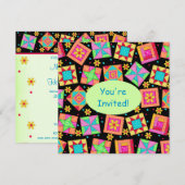 Zwart groen kleurrijk patchwork Quilt Block Art Kaart (Voorkant / Achterkant)