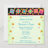 Zwart groen kleurrijk patchwork Quilt Block Art Kaart (Achterkant)