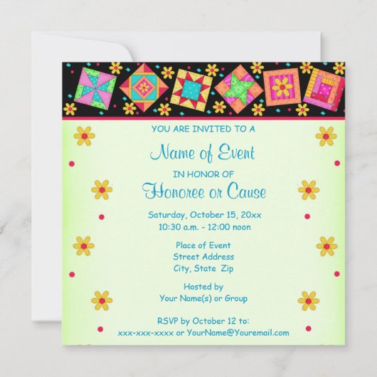 Zwart groen kleurrijk patchwork Quilt Block Art Kaart (Achterkant)