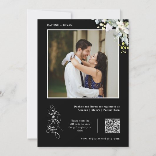 Zwart groen koppels Douche QR Code Foto Kaart (Achterkant)