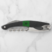 Zwart-groen kunstleder kurkentrekker (Achterkant)