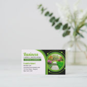 Zwart Groen Landscaping Maaien Grasonderhoud Visitekaartje (Staand voorkant)